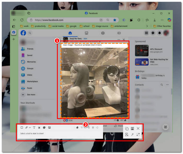 Facebook-Screenshot bearbeiten und speichern