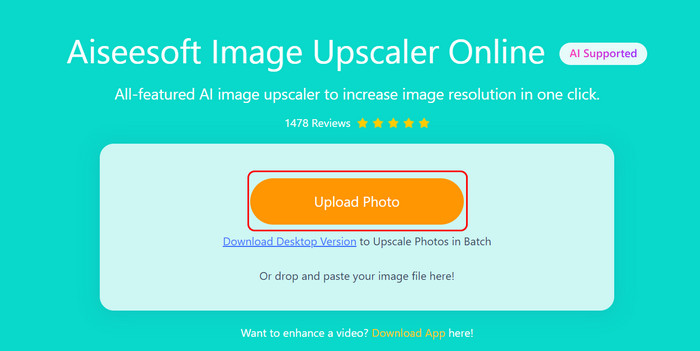 Aiseesoft Image Upscaler Online Upload Photo