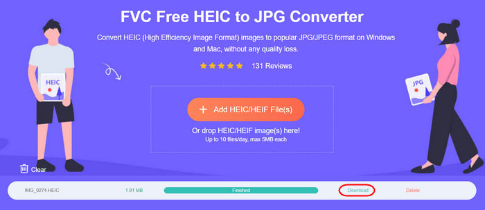 FVC 무료 Heic to JPG 변환기 다운로드