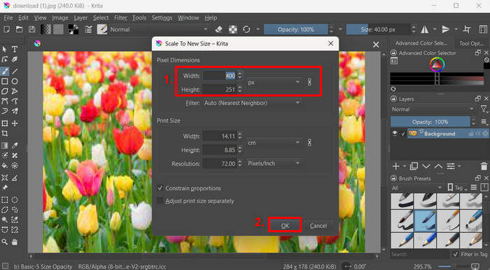 Upscale Images with Krita Scale Image