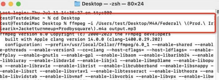Convertire Ffmpeg Mav in Mp3