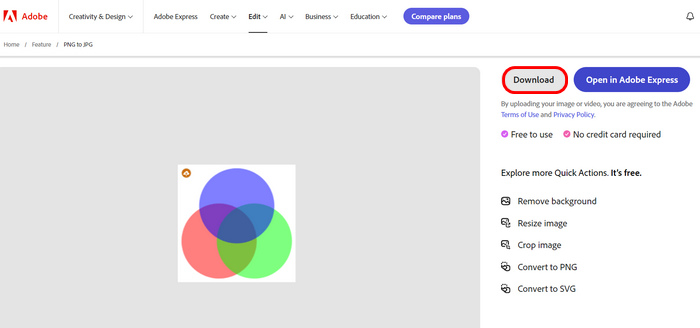 Adobe Express PNG JPG 轉換器下載