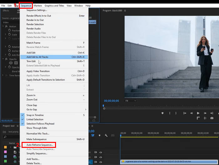 Ακολουθία αυτόματης αναδιαμόρφωσης Adobe Premiere Pro