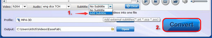 Easefab Video Converter Ultimate Προσθήκη Υπότιτλων