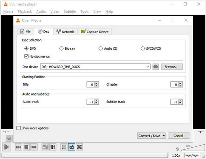 Gratis DVD Ripper VLC-gränssnitt