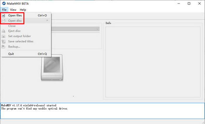 Makemkv DVD to MKV Open Files