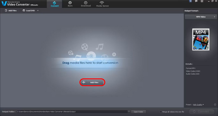 Wondershare Video Converter Ultimate Προσθήκη αρχείου