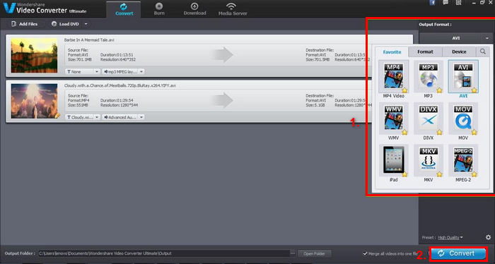 Wondershare Video Converter Ultimate Μορφή εξόδου