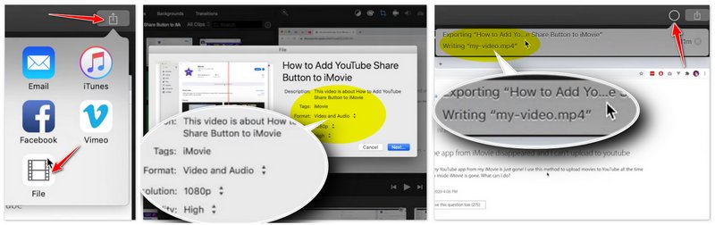 Esporta MOV in MP4 in iMovie MAC