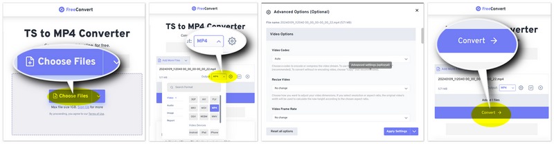 Converti gratuitamente Ts in MP4