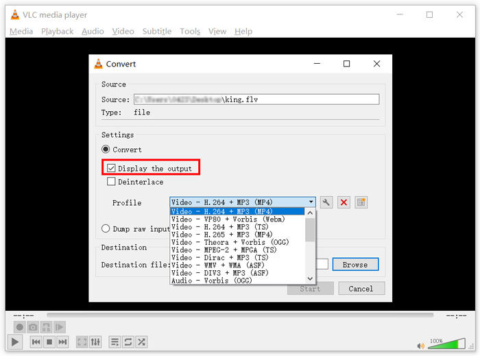 Convert FLV with VLC