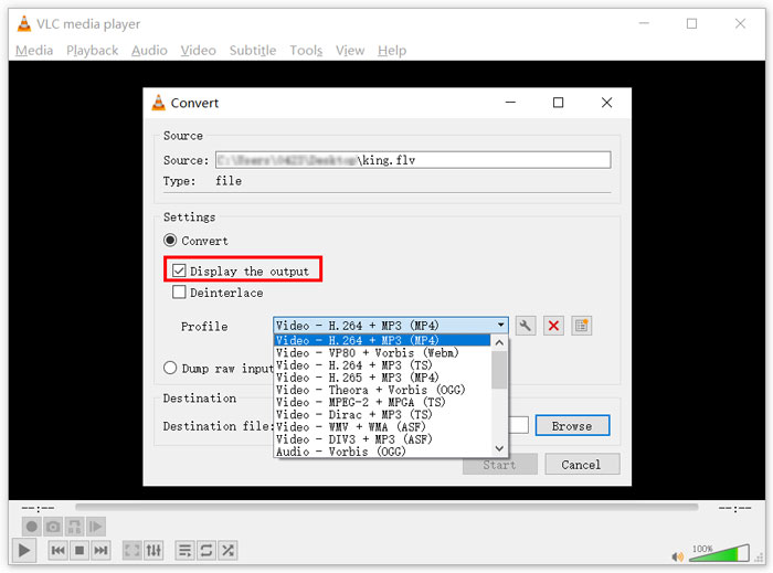 Converti FLV con VLC