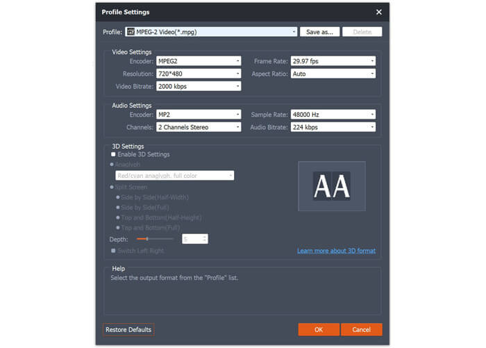 Adjust output parameters