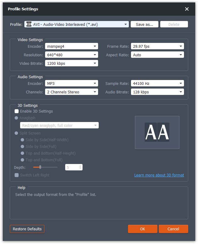 Profile Settings