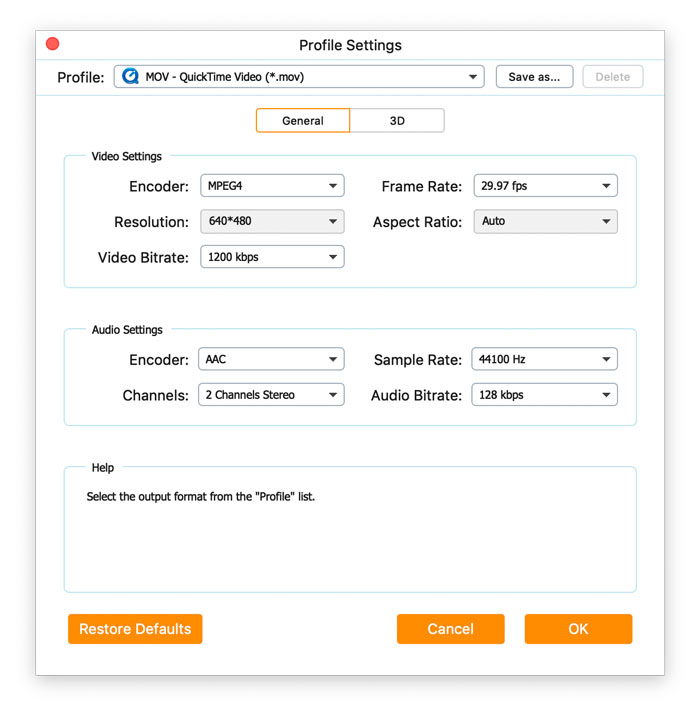 Adjust Output Profile Parameters