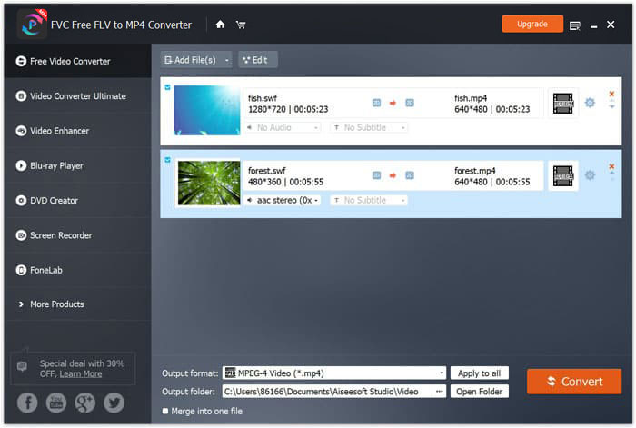 Agregue archivos SWF a Free Video Converter