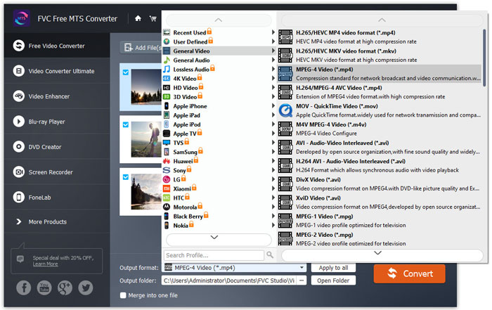 Select Output Format