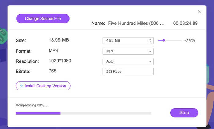 Komprimer AVCHD-video online