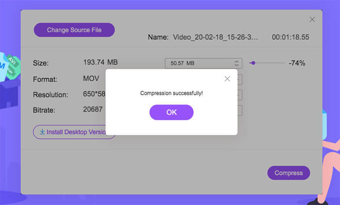 Compresser la vidéo mov