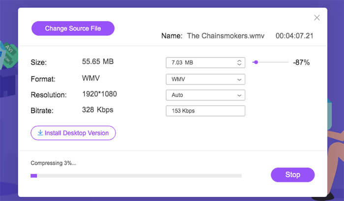 Memampatkan video untuk e-mel