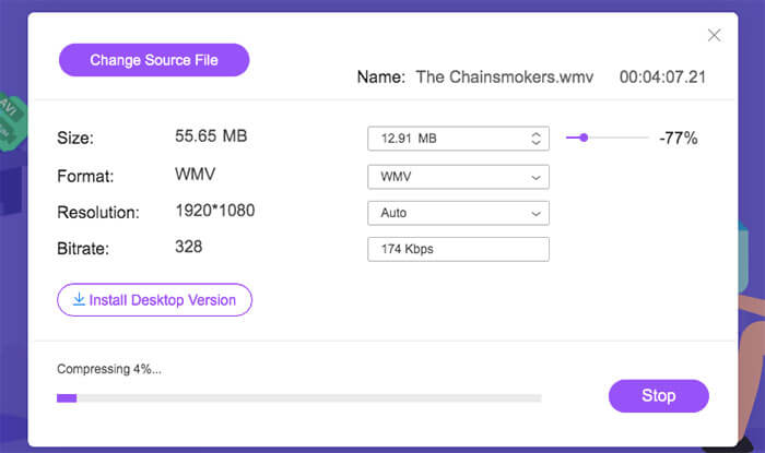 whatsappオンラインのビデオを圧縮する