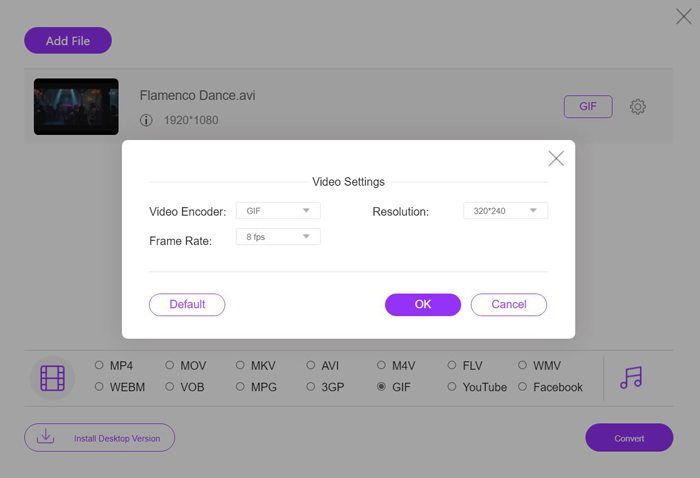 Tukar M4V kepada GIF Dalam Talian secara percuma