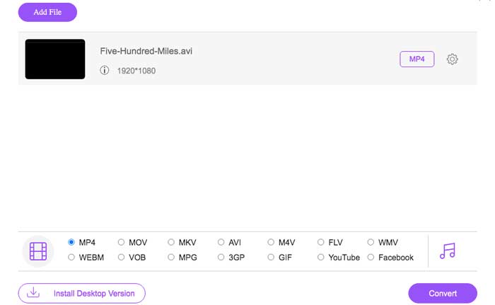 Convertir AVI en MP4 en ligne