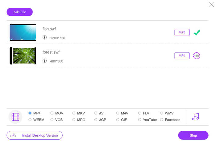 Convertir SWF en MP4 gratuitement en ligne