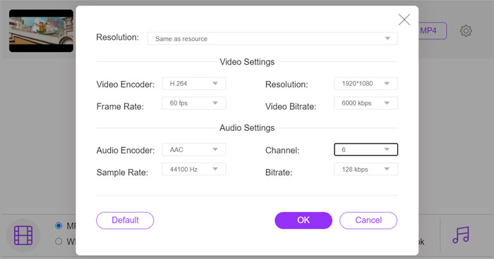 Keluarkan pengaturan audio video