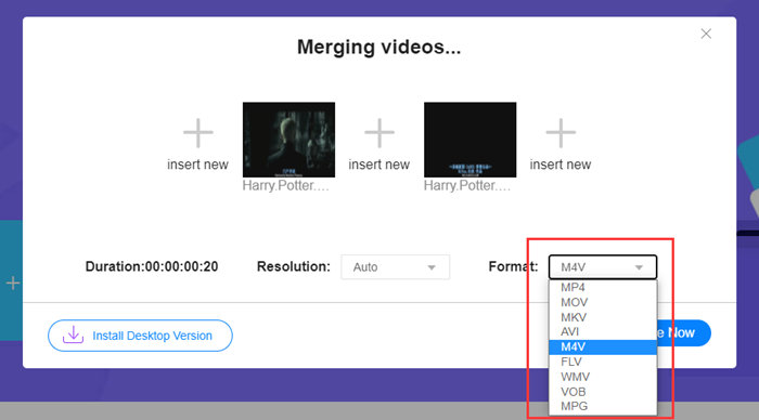 Velg M4V som utdataformat