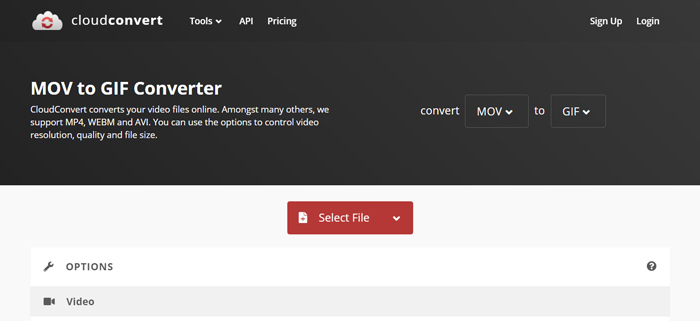 CloudConvert mov to gif converter