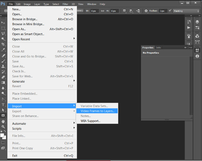 Photoshop video frames to layers