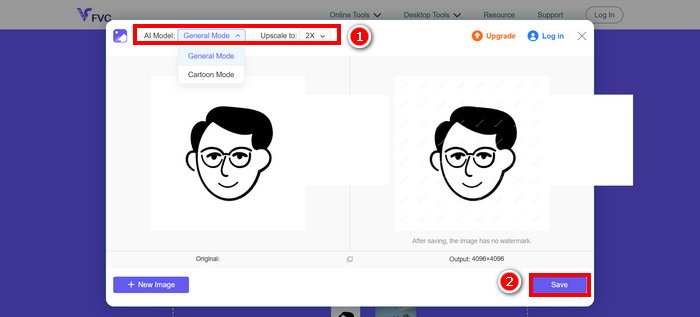 FVC Free Image Upscaler Save