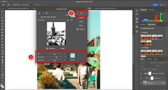 在 Photoshop 中替换颜色并调整