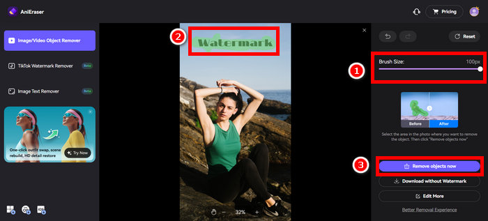 Penghapus Tanda Air Media.io Hapus Objek