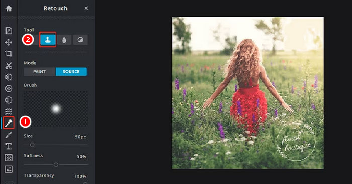 הסרת סימן מים של Pixlr - חותמת שיבוט