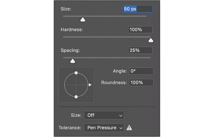 Photoshop-Hintergrundradierer-Werkzeug: Pinsel anpassen