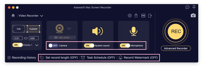 Configuración de grabación de video