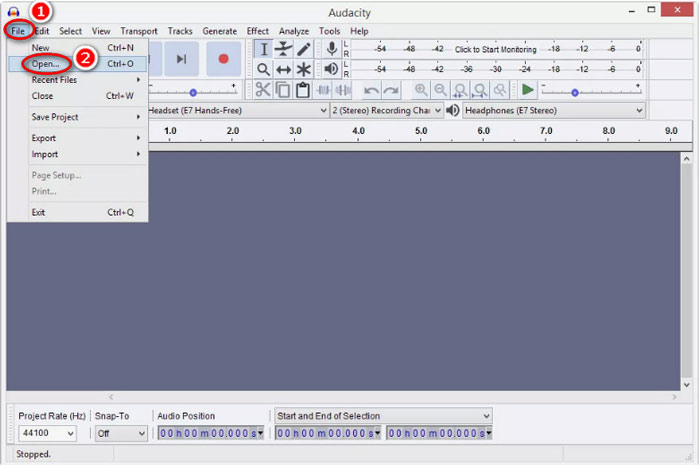 Προσθέστε το WAV File Audacity