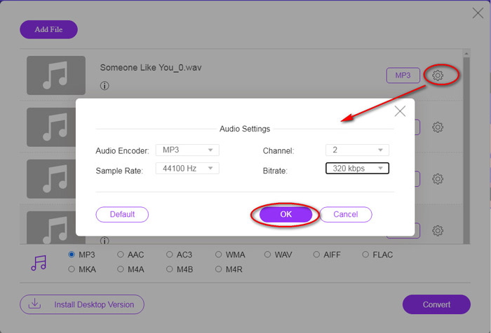 Passen Sie die MP3-Parameter an