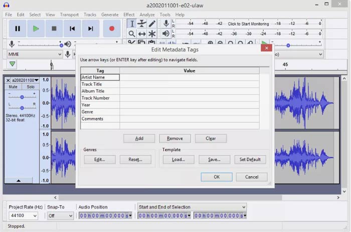 Converti WAV in MP3 Audacity