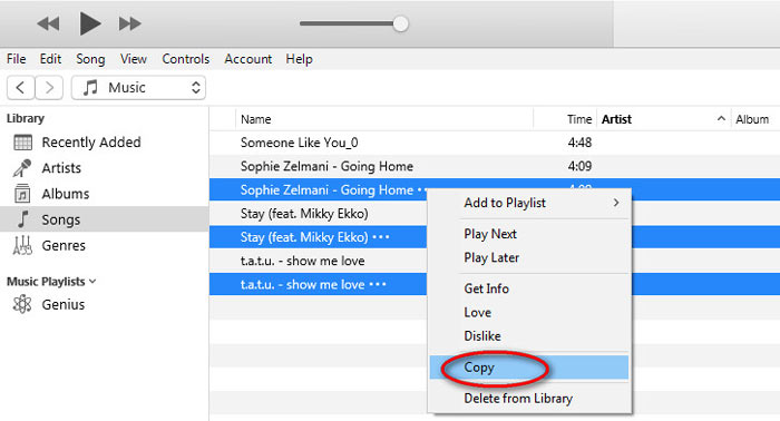 iTunesでMP3曲をコピーする