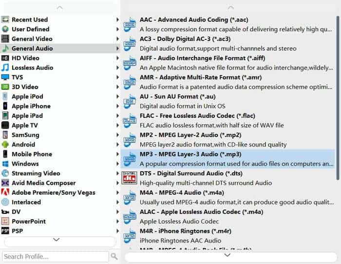 Seleccioneu Format MP3