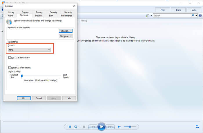 Формат MP3 проигрывателя Windows Media