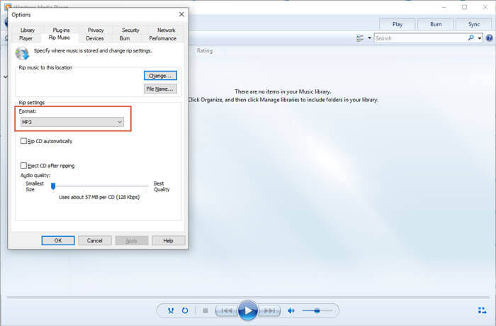 Formato MP3 di Windows Media Player