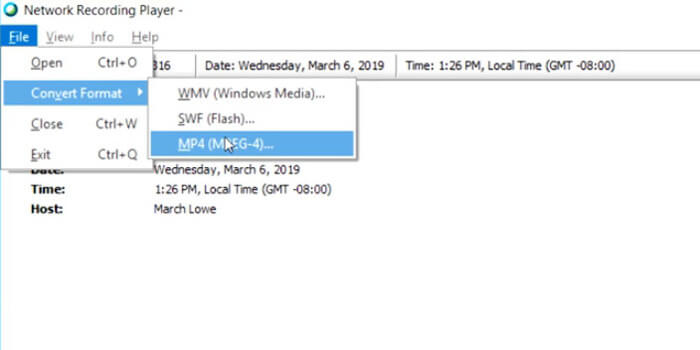 แปลง ARF เป็น MP4 Webex Network Recording Player