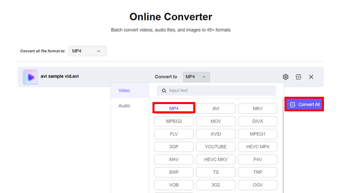 Převod AVI do MP4 médií io