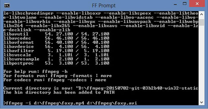 Conversion vidéo FFMPEG