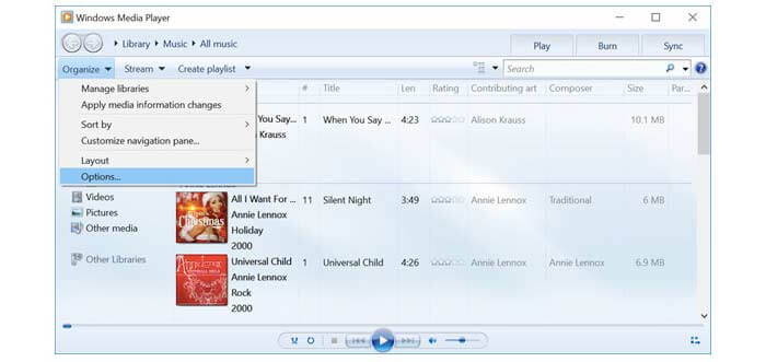 Конвертировать MP4 в MP3 Windows Media Player