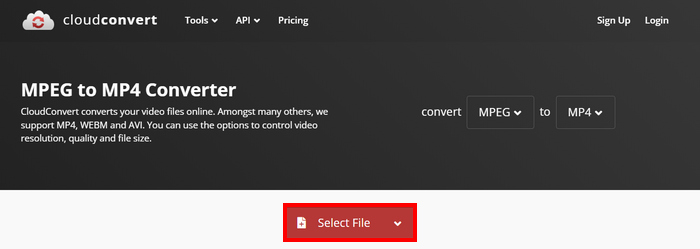 MPeg से MP4 क्लाउड में कनवर्ट करें फ़ाइल जोड़ें